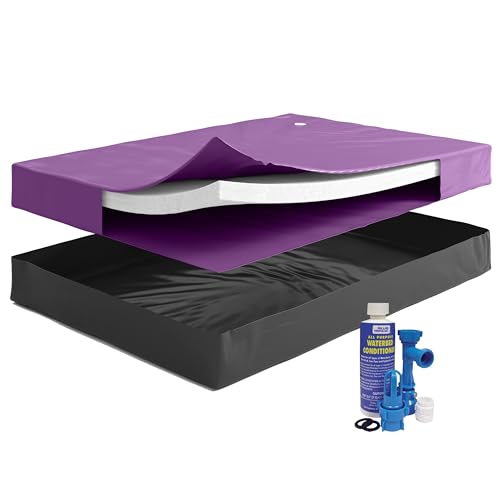 The Bedroom Store SEMI-WAVELESS 30%, Waterbed Mattress Bundle, Includes Fill & Drain Kit, 8oz. Water Conditioner and Stand-Up Liner, Heavy Duty Vinyl