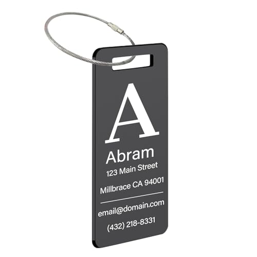 YESTIME Custom Personalized Luggage Tags for Suitcases - Customized Laser Engraved Metal Luggage Tags, Personalized Bags Backpack Tags for Men Women (Style 1)