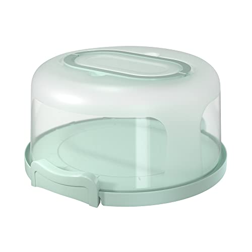 Top Shelf Elements Round Cake Carrier Two Sided Cake Holder Serves as Five Section Serving Tray, Portable Fits 10 inch Cake, Box Comes With Handle, Container Holds Pies (Green)