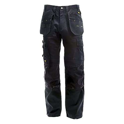 DEWALT Protradesman Men's Loose Fit, Holster Pocket, Cottonpoly Stretch Work Pants Black W36/L33