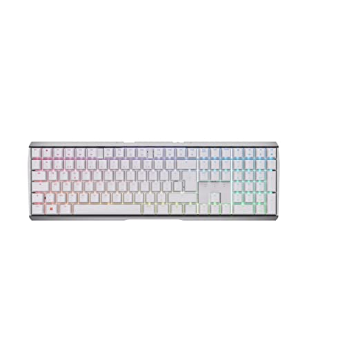 Cherry MX 3.0S Wireless Mechanical Gaming Keyboard. Aluminum Housing Built for Gamers w/MX Brown or Red Switches. RGB Backlit Color Display Over 16m Colors. (White w/MX Red Switches)