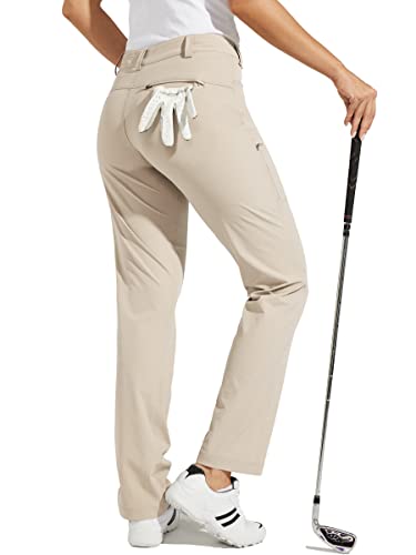 Willit Women's Golf Pants Stretch Hiking Pants Quick Dry Lightweight Outdoor Casual Pants with Pockets Water Resistant Khaki 12