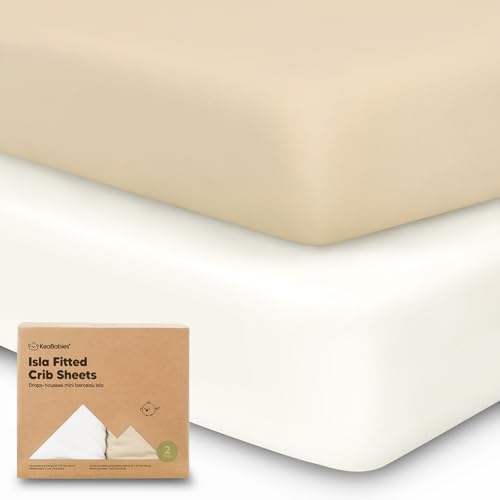 2-Pack Crib Sheets for Boys,Girls - Viscose Derived from Bamboo Fitted Crib Sheet, Organic Baby Crib Sheets, Crib Mattress Sheet,Toddler Bed Sheets,Baby Sheets for Crib Fitted Sheets(Khaki)