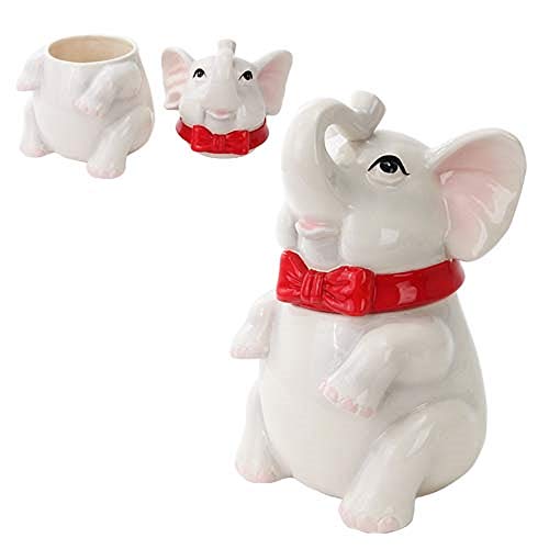 Pacific GIFTWARE Elephant Cookie Jar Ceramic Cute Kitchen Accessory, White