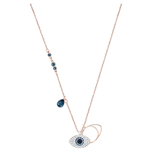 SWAROVSKI Women's Symbolic Evil Eye Pendant tri-color-gold Necklace, Blue, Mixed Metal Finish