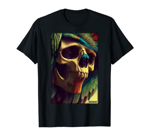 Skull Parrot Feather Skeleton T-Shirt