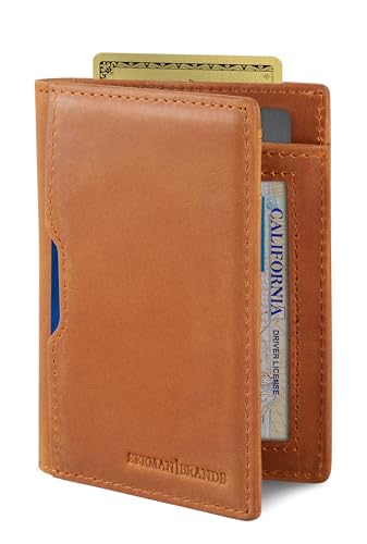SERMAN BRANDS - Wallets for Men Slim Mens leather RFID Blocking Minimalist Card Front Pocket Bifold Travel Thin (California Desert 5.0)