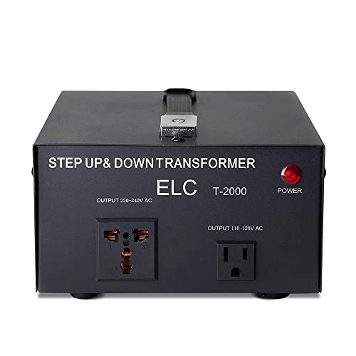 ELC T Series 2000+ Watt Voltage Converter Transformer - Step Up/Down - 110v to 220v / 220v to 110v Power Converter - Circuit Breaker Protection, CE Certified [3-Years Warranty]