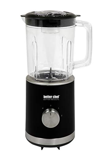 Better Chef Compact Blender | 25-Ounce BPA-Free Plastic Jar | Stainless-Steel Blade | 2-Speed and Pulse | 300-Watt Motor | Modern Brushed Metal Trim | Safety Mechanism (Black)