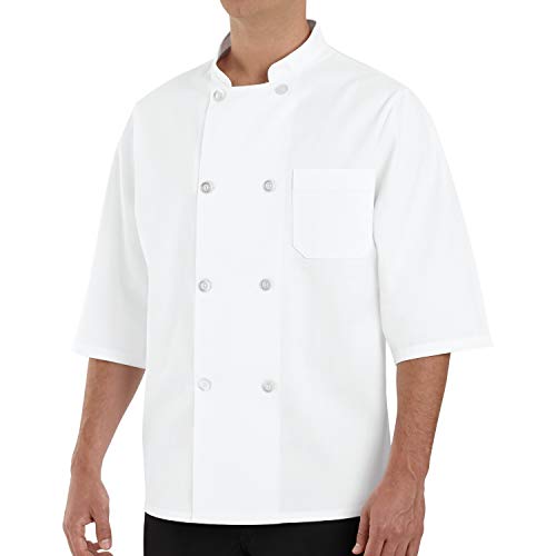 Chef Designs mens 1/2 Sleeve Coat chefs jackets, White, Medium US