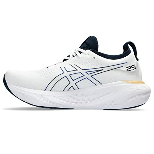 ASICS Men's Gel-Nimbus 25 Running Shoes, 10.5, White/Illusion Blue