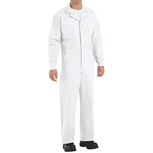 Red Kap Men's Tall Size Button Front Cotton Coverall, White, 40
