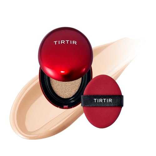 [*Mini Size*] TIRTIR Mask Fit Red Cushion Foundation | Long-Lasting, Lightweight, Buildable Coverage, Semi-Matte Finish, Korean Cushion Foundation (21N Ivory, 0.15 Fl Oz)