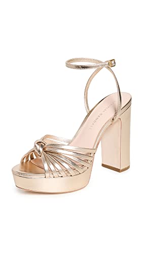 Loeffler Randall Women's Rivka Leather Knot Platform Sandals, Champagne, Gold, Metallic, 7.5 Medium US