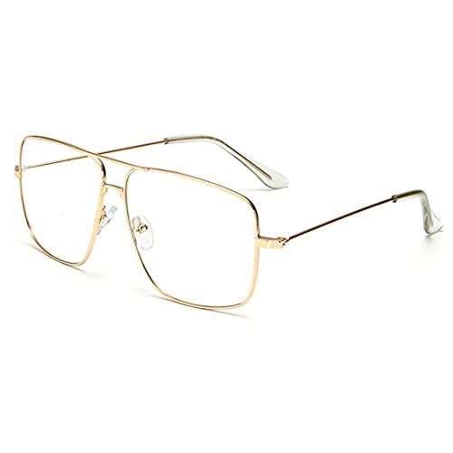 Dollger Classic Glasses Clear Lens Non Prescription Metal Frame Eyewear Men Women Gold