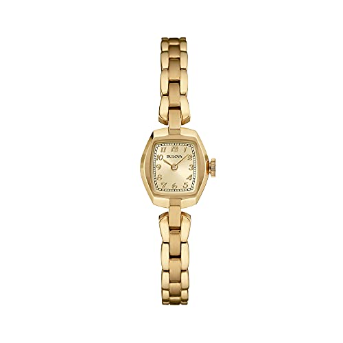 Bulova Ladies' Classic Dress Mini 2-Hand Quartz Watch, Stainless Steel, Arabic Markers, Gold Tone