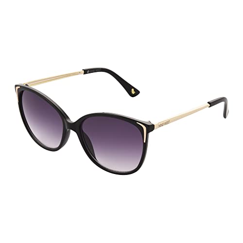 Nine West Women's Lorelai Cateye Sunglasses, Shiny Black, 55 mm