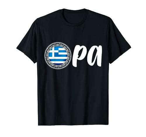 Funny Greek Pride OPA Greek Flag Hellas Greece Key Greek Key T-Shirt