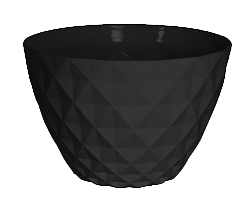 MISCO Round Ceramic Diamond Planter, 6.1 Inch in Height Planter and 10 Inch in Diameter, Black Color Ceramic Pot for Plants and Flowers for Indoor and Outdoor, Modern Decorative for The Home