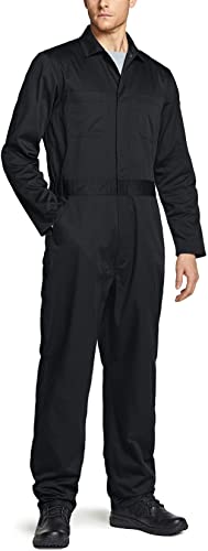 CQR Men's Zip-Front Coverall, Twill Stain & Wrinkle Resistant Work Coverall, Action Back Jumpsuit with Multi Pockets, Twill Long Sleeve Black, X-Large