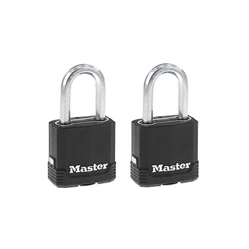 Master Lock Magnum Heavy Duty Outdoor Padlock with Key, Weather Resistant Body and Cut Resistant Shackle make Lock Perfect for Fences, Gates, Sheds, 2 Pack, M115XTLF