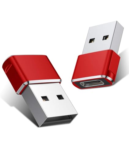 USB C Female to USB B Male Adapter (Red)