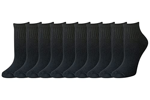 Amazon Essentials Women's Cotton Lightly Cushioned Ankle Socks, 10 Pairs, Black, 6-9