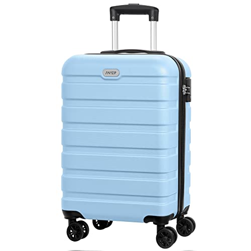 AnyZip Luggage PC ABS Hardside Lightweight Suitcase with 4 Universal Wheels TSA Lock Carry-On 20 Inch Light Blue