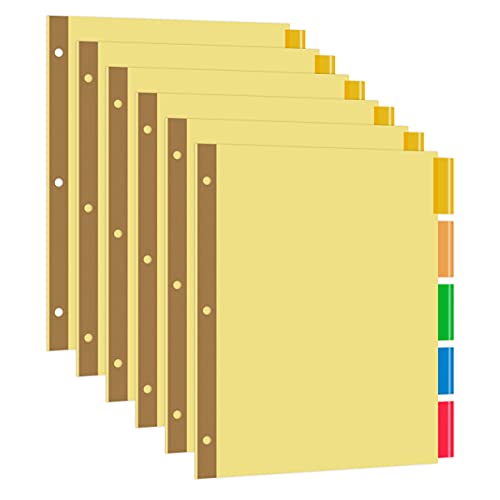 Amazon Basics 3 Ring Paper Binder Dividers With 5 Insertable Multicolor Plastic Tabs, Pack of 6 Sets (30 Count), Wood