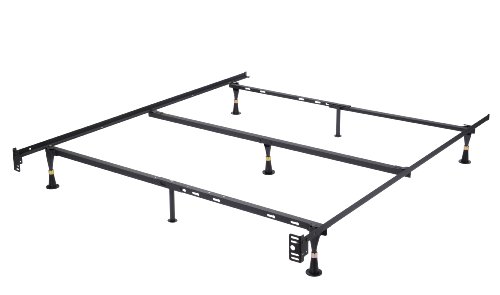 Heavy Duty 7-Leg Adjustable Metal Queen, Full, Full XL, Twin, Twin XL, Bed Frame with Center Support & Glides Only