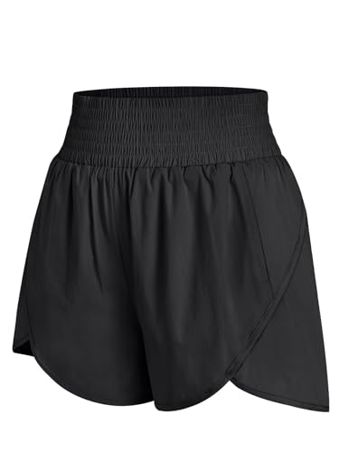 AUTOMET Womens Summer Athletic Shorts High Waisted Running Lounge Shorts Spring Workout Shorts Exercise Casual Shorts with Pockets Black