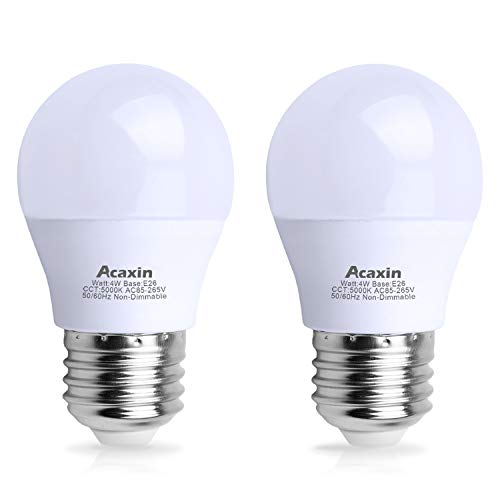 Acaxin LED Refrigerator Light Bulb 4W 40Watt Equivalent, Waterproof Replacement for Frigidaire, Freezer IP54, 120V E26 Daylight White 5000K 400 Lumen, A15 Appliance Bulb