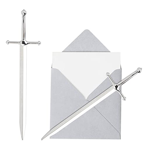 Silvery Metal Letter Opener Office Letter Opener Knife Metal Plated Envelope Opener Ergonomic Grip Handle Practical Ornamental Letter Opening Tool (Pack of 1)