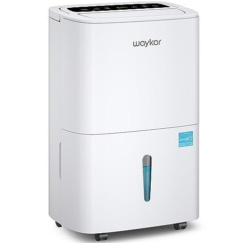 Waykar 120 Pints Energy Star Home Dehumidifier for Spaces up to 6,000 Sq. Ft at Home, in Basements and Large Rooms with Drain Hose, Handle, Auto Defrost and Self-Drying.