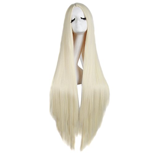 MapofBeauty 40'/100cm Natural Soft Straight Long Cosplay Wig (Light Blonde)