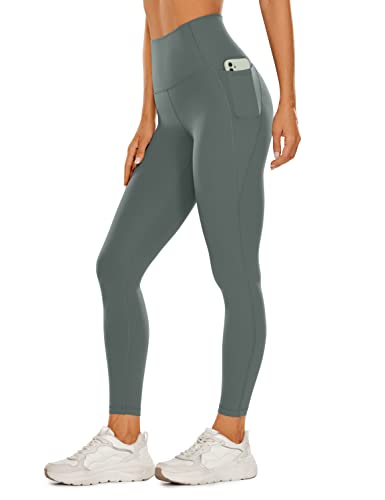 CRZ YOGA Womens Butterluxe Workout Leggings 25 Inches - High Waisted Gym Yoga Pants with Pockets Buttery Soft Grey Sage X-Small