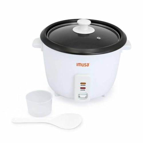 IMUSA USA GAU-00011 Electric Nonstick Rice Cooker 3-Cup (Uncooked) 6-Cup (Cooked), White