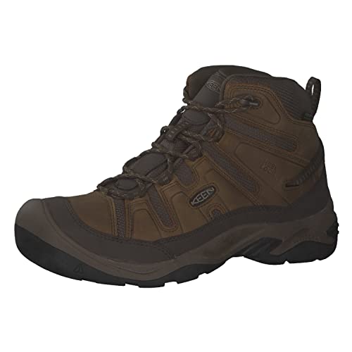 KEEN Men's Circadia Mid Waterproof Hiking Boot, Bison/Brindle, 12 Wide