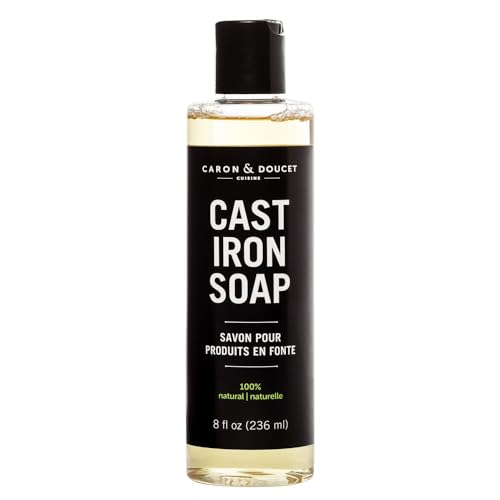 CARON & DOUCET - Cast Iron Cleaning Soap | 100% Plant-Based Soap | Best for Cleaning, Restoring, Removing Rust and Care Before Seasoning | For Skillets, Pans & Cast Iron Cookware… (8 oz)