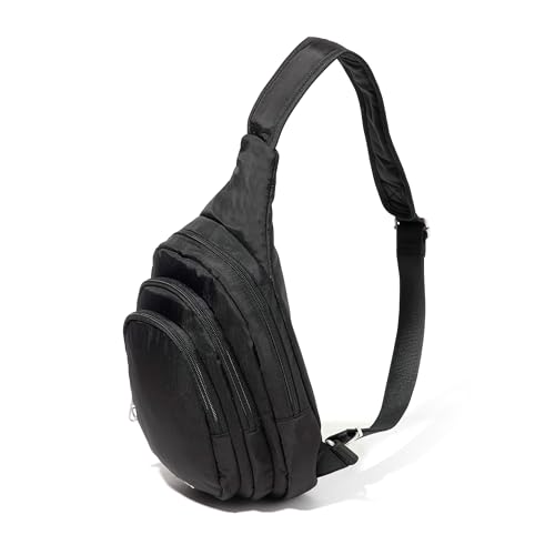 Baggallini Securtex Anti-Theft Triple Zip Sling - Travel Backpack Sling Bag Crossbody - RFID Wallet Locking Zipper