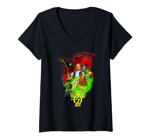 Womens WB100 The Wizard Of Oz Surrender Dorothy Rainbow Poster V-Neck T-Shirt