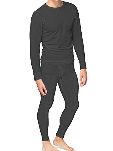 Place and Street Men’s Cotton Thermal Underwear Set Shirt Pants Long Johns Charcoal