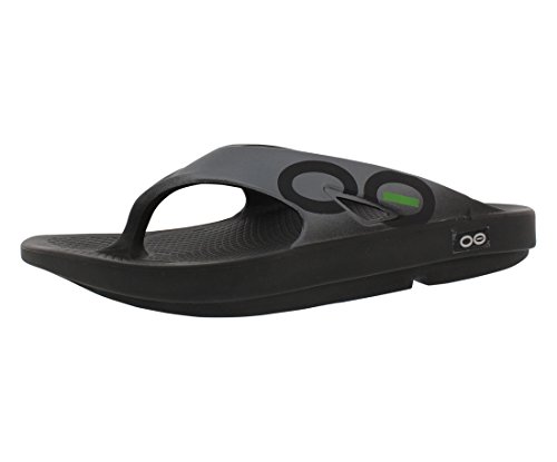 OOFOS OOriginal Sport Sandal, Graphite - Men’s Size 12, Women’s Size 14 - Lightweight Recovery Footwear - Reduces Stress on Feet, Joints & Back - Machine Washable - Hand-Painted Graphics