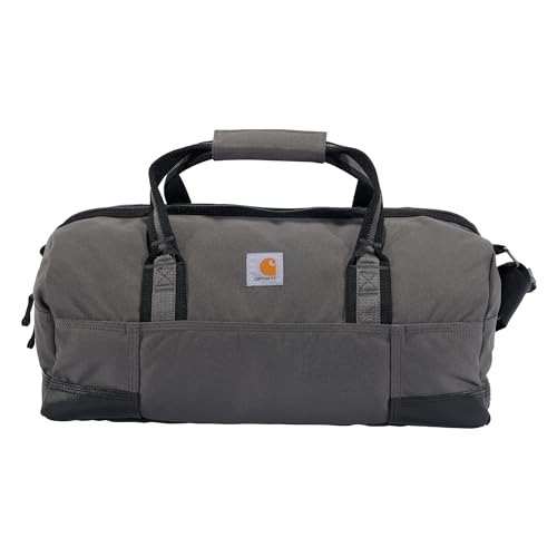 Carhartt Essential Classic Duffel, Heavy-Duty Gear Bag for Jobsite, Gym, & Travel, Grey, 35L,Plastic, Painted, White