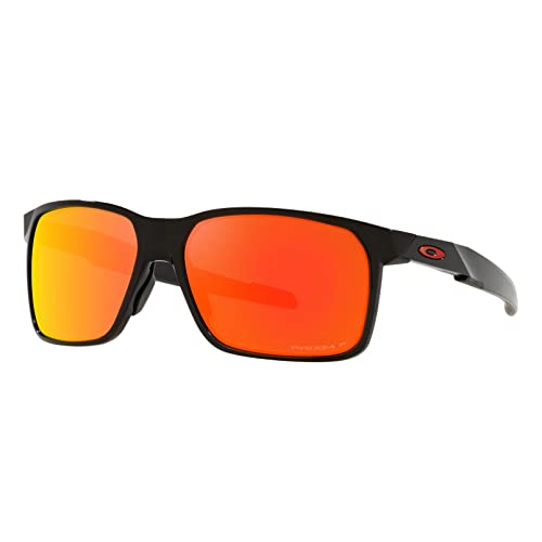 Oakley Men's OO9460 Portal X Rectangular Sunglasses, Polished Black/Prizm Ruby Polarized, 59 mm