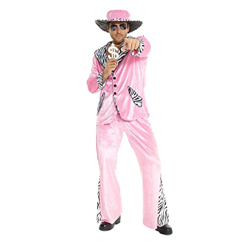 Morph Pink Pimp Costume for Men, Pink Pimp Suits for Men, Pimp Coat, Mens Pimp Costume, 70s Pimp Costume Outfit for Men, L