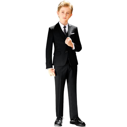 ELPA ELPA Boys Suits Set 7-Pieces Boys Black Suits Slim Fit Formal Suits Big Boy Suit Size 16