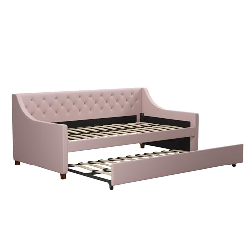 Novogratz 4330739N Her Majesty Daybed and Trundle Twin Pink Linen Pink Linen Twin