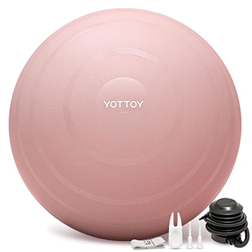 YOTTOY Anti-Burst Exercise Ball for Working Out, Yoga Ball for Pregnancy,Extra Thick Workout Ball for Physical Therapy,Stability Ball for Ball Chair Fitness with Pump (Pink)