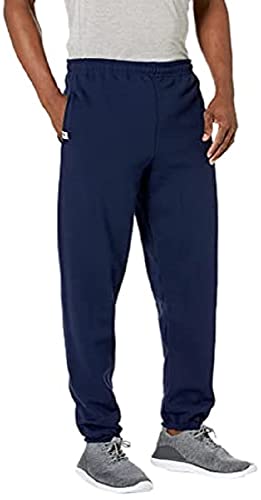 Russell Athletic mens Dri-power Hemmed Elastic Closed Bottom Fleece athletic sweatpants, Navy (Pockets), Medium US